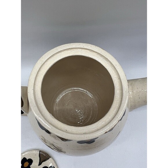 Artist Handmade Glazed Pottery Pitcher Butterfly Floral Design Spring Decor - Picture 6 of 16